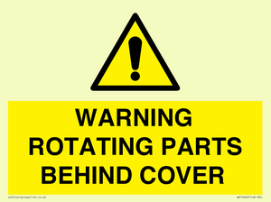 WARNING ROTATING PARTS BEHIND COVER